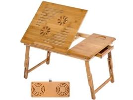 Mesa Para Portátil De Bambu TECTAKE (Castanho - Madeira - 55 x 35 x 26 cm)