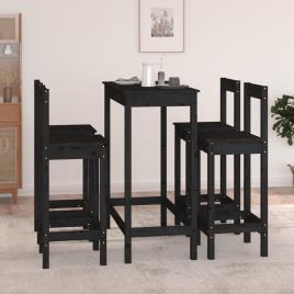 vidaXL 5 pcs conjunto de bar pinho maciço preto
