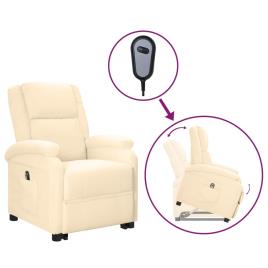 vidaXL Poltrona reclinável elevatória couro artificial cor creme