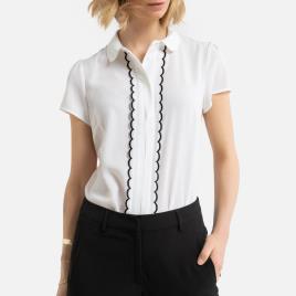 Anne Weyburn Blusa com gola claudine, mangas curtas