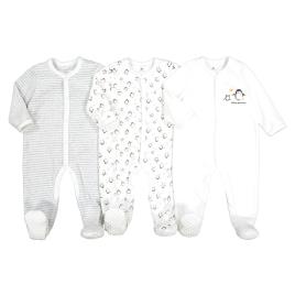 La Redoute Collections Lote de 3 pijamas em veludo, prematuro-2 anos