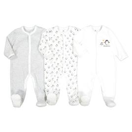 La Redoute Collections Lote de 3 pijamas em veludo, prematuro-2 anos