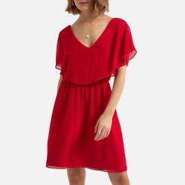 Vestido curto de decote em V