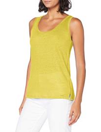 Benetton Top com gola redonda, em linho