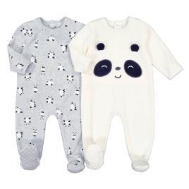 La Redoute Collections Lote de 2 pijamas, em veludo, 0 meses-3 anos