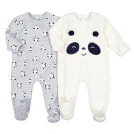 La Redoute Collections Lote de 2 pijamas, em veludo, 0 meses-3 anos