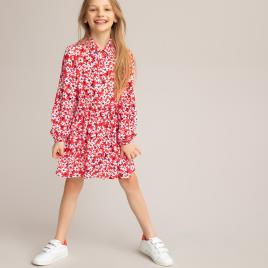 La Redoute Collections Vestido fluido e estampado, mangas compridas, 3-12 anos