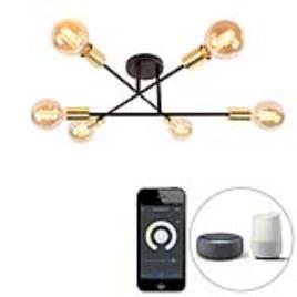 Smart plafondlamp zwart met goud 6-lichts incl. Wifi G95 - Sydney Bondi