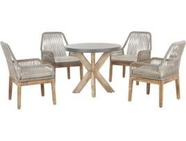 Conjunto de Jardim com Mesa BELIANI OLBIA (Cinzento- Fibra- 90x90x76 cm)