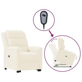 vidaXL Poltrona reclinável elevatória couro artificial cor creme