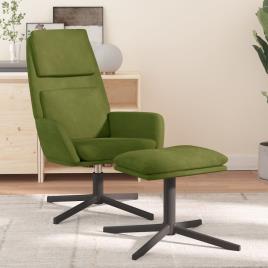 vidaXL Cadeira de descanso com banco veludo verde-claro