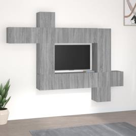 vidaXL Conjunto móveis de TV 10 pcs madeira processada sonoma cinza