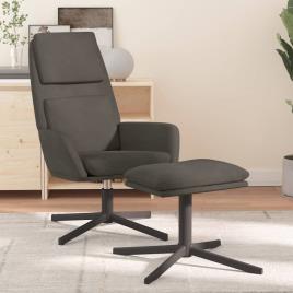 vidaXL Cadeira de descanso com banco veludo cinzento-escuro