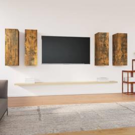 vidaXL Móveis de TV 4 pcs 30,5x30x90 cm madeira cor carvalho fumado