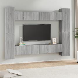 vidaXL Conjunto móveis de TV 10 pcs madeira processada sonoma cinza