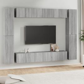 vidaXL Conjunto móveis de TV 10 pcs madeira processada sonoma cinza