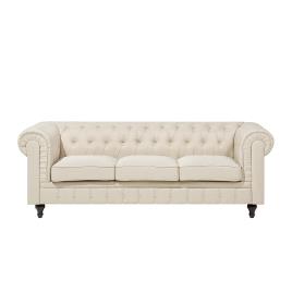 Sofá de 3 lugares em tecido creme CHESTERFIELD