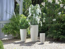 Vaso para plantas redondo 39 x 39 x 75 cm branco ABDERA