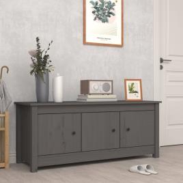 vidaXL Sapateira 110x38x45,5 cm pinho maciço cinzento