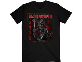 T-Shirt ROCK OFF Iron Maiden - Senjutsu Cover Distressed Red Preto (Tamanho: XXL)