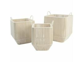 Conjunto de Cestas Dkd Home Decor Bege Metal Algo.