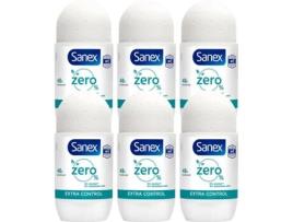 Desodorizante Roll On SANEX Zero% Extra Control 48H (6 x 50 ml)