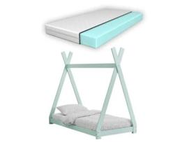 Estrutura de Cama Infantil [EN.CASA] Colchão Pinho (Verde - Madeira - 70x140cm)