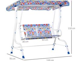 Baloiço OUTSUNNY Com Toldo Ajustável E Cintos De Segurança Azul (Idade Mínima: 3 anos - 110 x 70 x 110 cm)