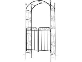 Arco de jardim OUTSUNNY Com porta dupla e suporte para plantas trepadeiras Preto fosco (108x45x215 cm)