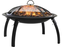 Braseiro OUTSUNNY Ar Livre com cobertura de rede Preto (Ø56 cm)