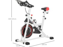 Bicicleta Estática HOMCOM Sela Ajustável (Branco - 103x53x105-117.5cm)