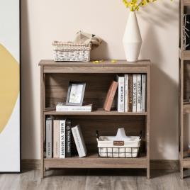 HOMCOM Estante de madeira de 2 níveis com laterais reforçadas para livros Fotos Plantas 80x30x82 cm Carvalho