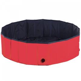 PawHut Piscina Dobrável Portátil para Animais de Estimação Cães Gatos PVC Antideslizante Múltiplo Uso r Ø120x30 cm Vermelho