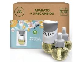 Air Wick Ambientador Eléctrico, Aroma Delicias De Verano Pack 1 Aparato 3 Recambios