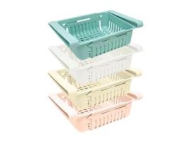 Conjunto de 4 IOrganizadores de Refrigeradores Retráteis Azul Branco Rosa Bege