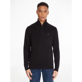 Tommy Hilfiger Camisola com gola subida com fecho, em algodão e caxemira