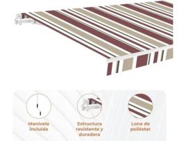 Toldo Manual Completo SMARTSUN Lona de Poliéster (Bordeaux e Bege - 3x2m)