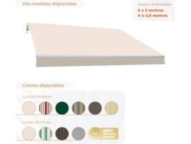 Toldo Manual Completo SMARTSUN Lona de Poliéster (Cru - 3x2m)