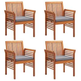 vidaXL Cadeiras de jantar p/ jardim com almofadões 4 pcs acácia maciça