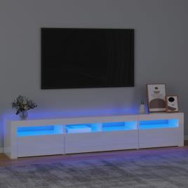 vidaXL Móvel de TV com luzes LED 210x35x40 cm branco brilhante