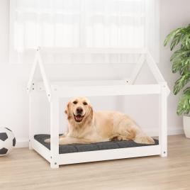 vidaXL Cama para cães 81x60x70 cm madeira de pinho maciça branco