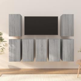 vidaXL Móveis de TV 7 pcs 30,5x30x60 cm derivados madeira cinza sonoma