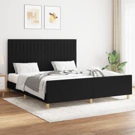 vidaXL Estrutura de cama 160x200 cm tecido preto