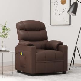vidaXL Cadeira de massagens couro artificial castanho