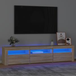 vidaXL Móvel de TV com luzes LED 180x35x40 cm carvalho sonoma