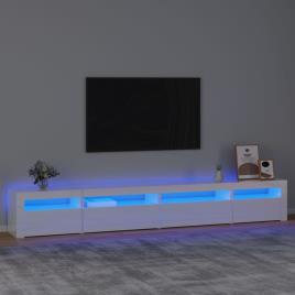 vidaXL Móvel de TV com luzes LED 270x35x40 cm branco brilhante