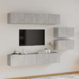 vidaXL Conjunto móveis de TV 6 pcs madeira processada cinzento cimento