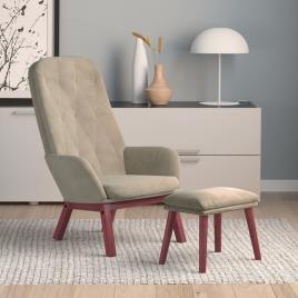 vidaXL Cadeira de descanso com banco p/ pés veludo cinza-claro