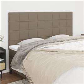 vidaXL Cabeceiras cama 4 pcs 80x5x78/88 cm tecido cinzento-acastanhado