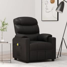 vidaXL Cadeira de massagens couro artificial preto